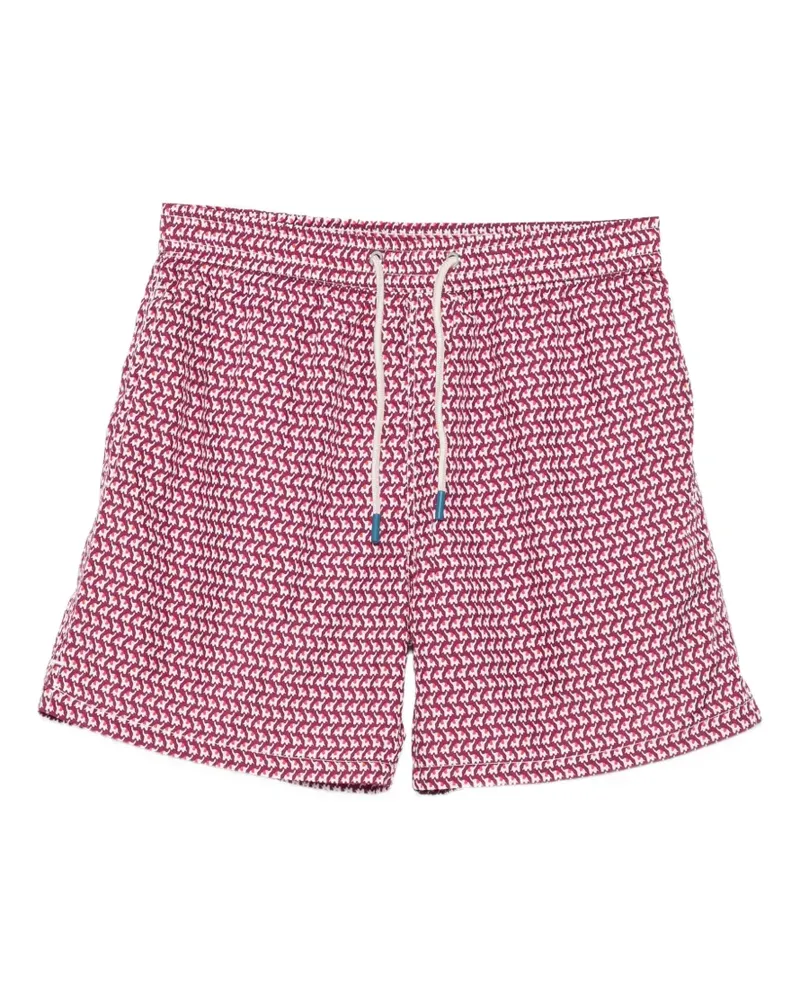 FeFè elephant-print drawstring swim shorts - Rot Rot