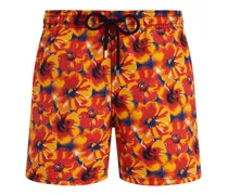 Badeshorts mit Blumen-Print - Rot