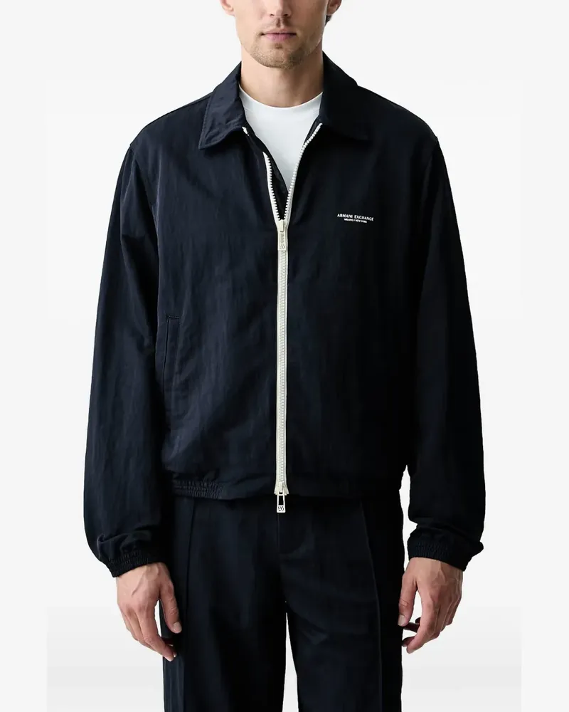 Armani Exchange logo-print zip-up jacket - Blau Blau