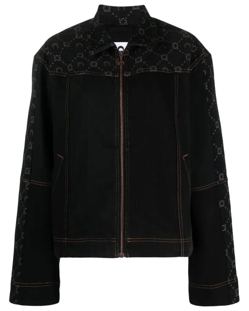 Marine Serre Jeansjacke mit Sichelmond-Print - Schwarz Schwarz