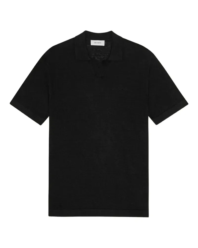 LES DEUX Emmanuel knitted polo shirt - Schwarz Schwarz