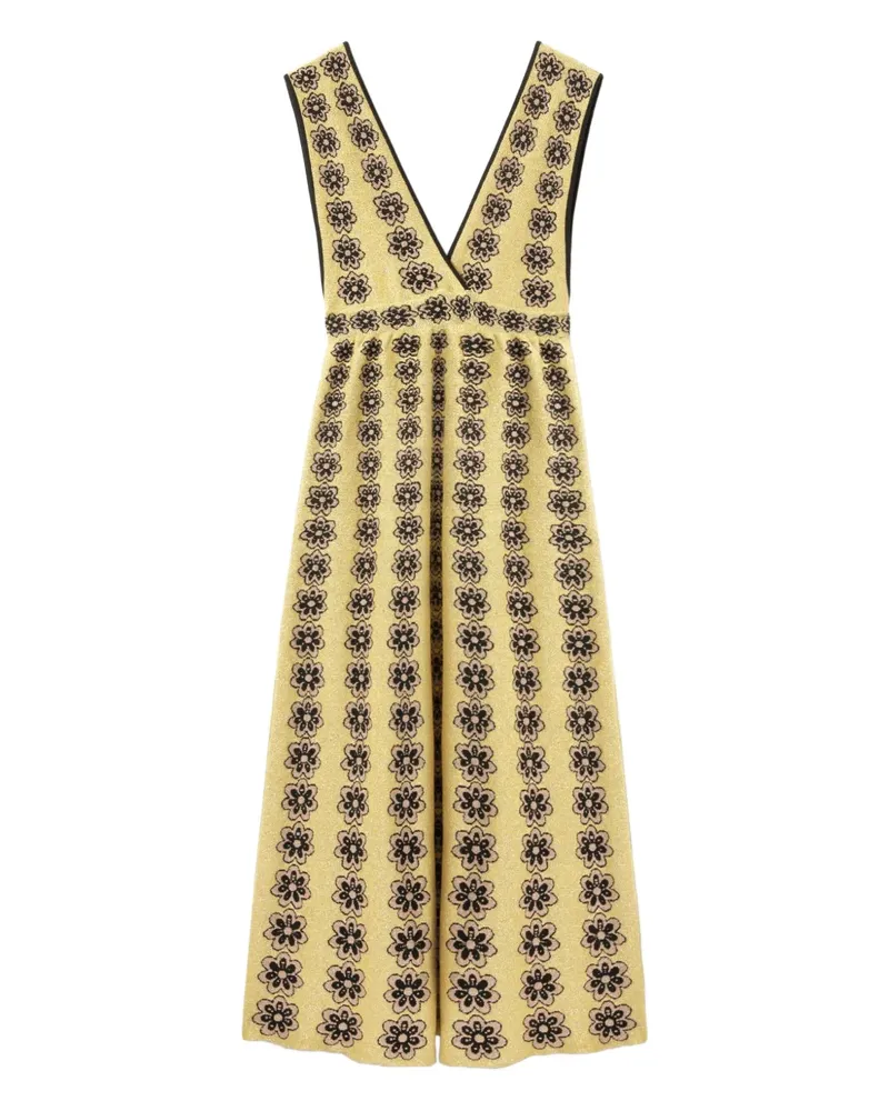 La DoubleJ Caper Maxikleid mit Blumenstickerei - Gelb Gelb