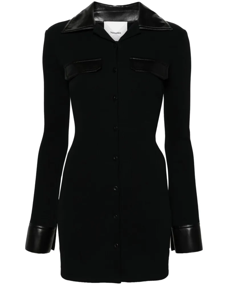 Nanushka Geripptes Bryelle Minikleid - Schwarz Schwarz