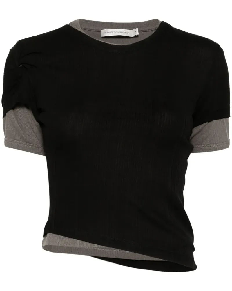 Christopher Esber Geripptes T-Shirt - Schwarz Schwarz