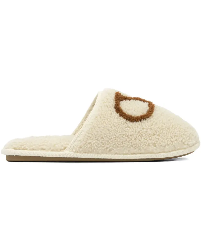 Valentino Garavani Slipper aus Schafsleder mit Logo-Stickerei - Nude Nude