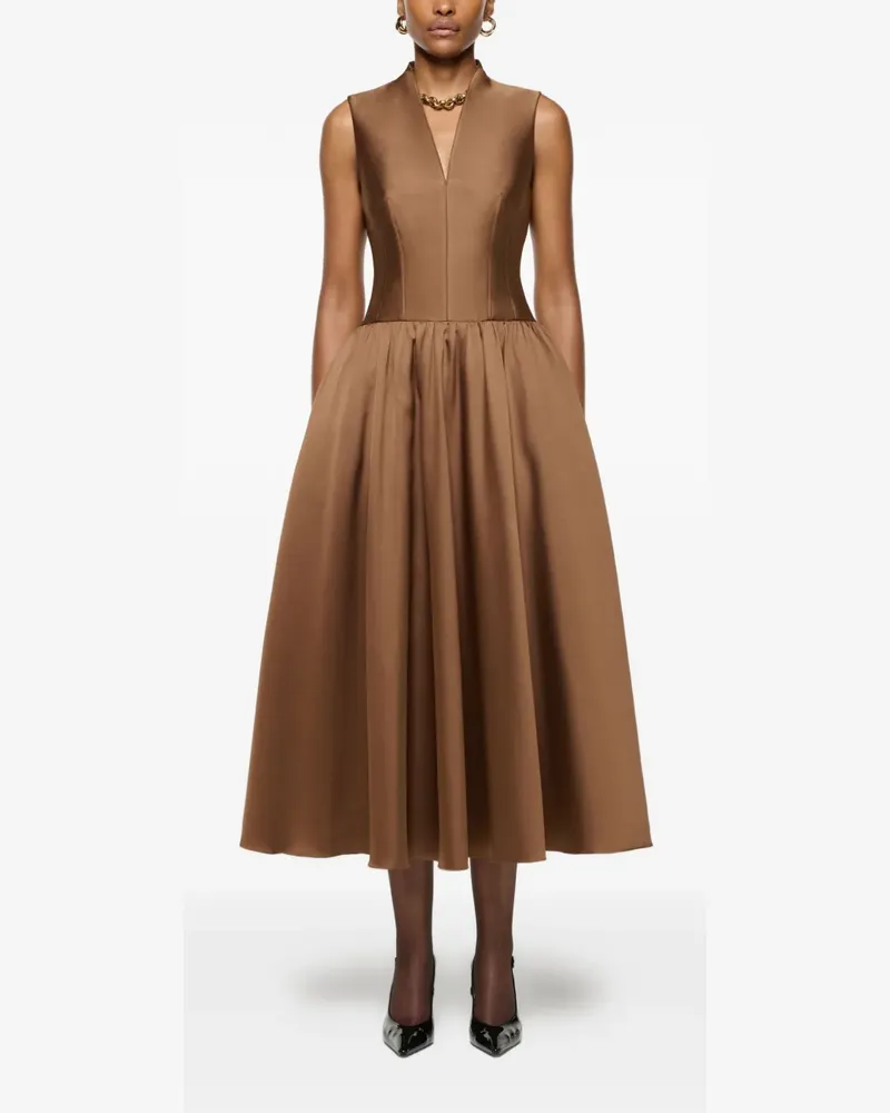 Roland Mouret taffeta-texture midi dress - Braun Braun
