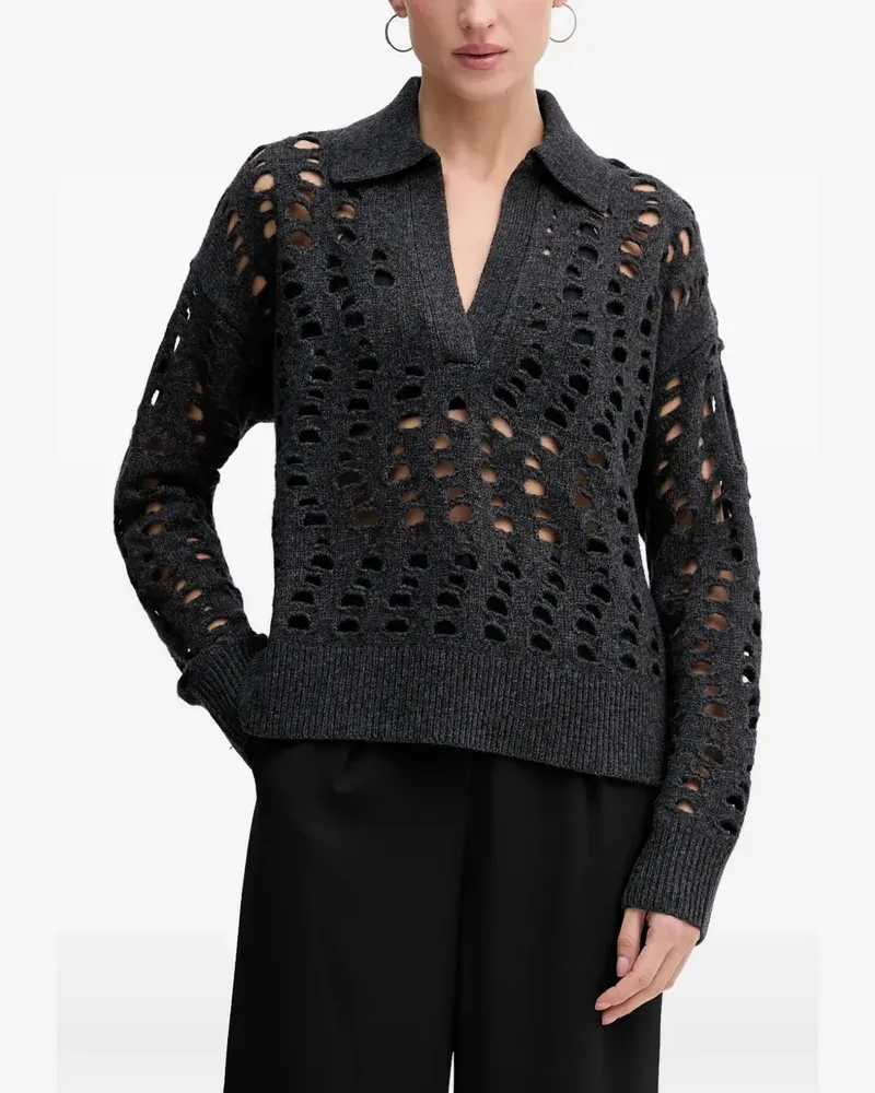 Sisley open-knit sweater - Grau Grau