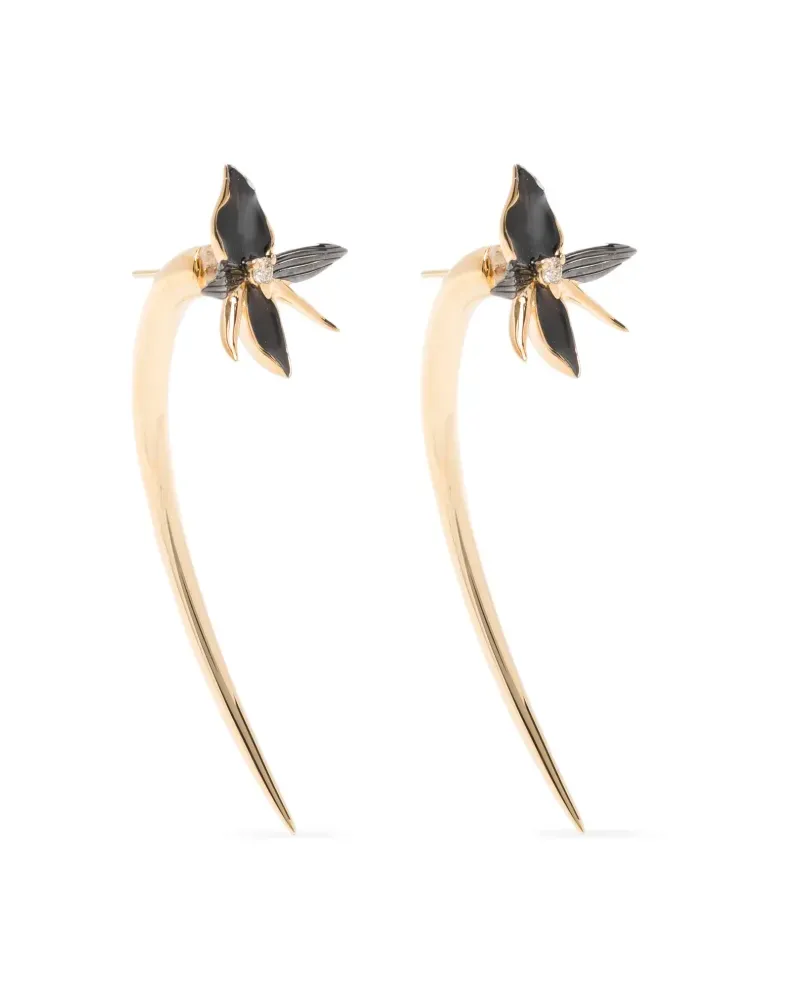 Shaun Leane diamond orchid hook earrings - Gold Gold