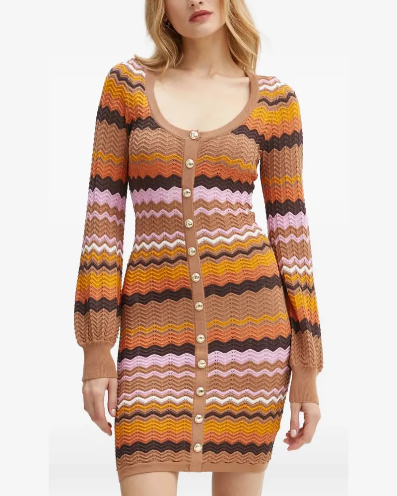 Guess Langärmeliges Minikleid mit Zickzackmuster - Braun Braun