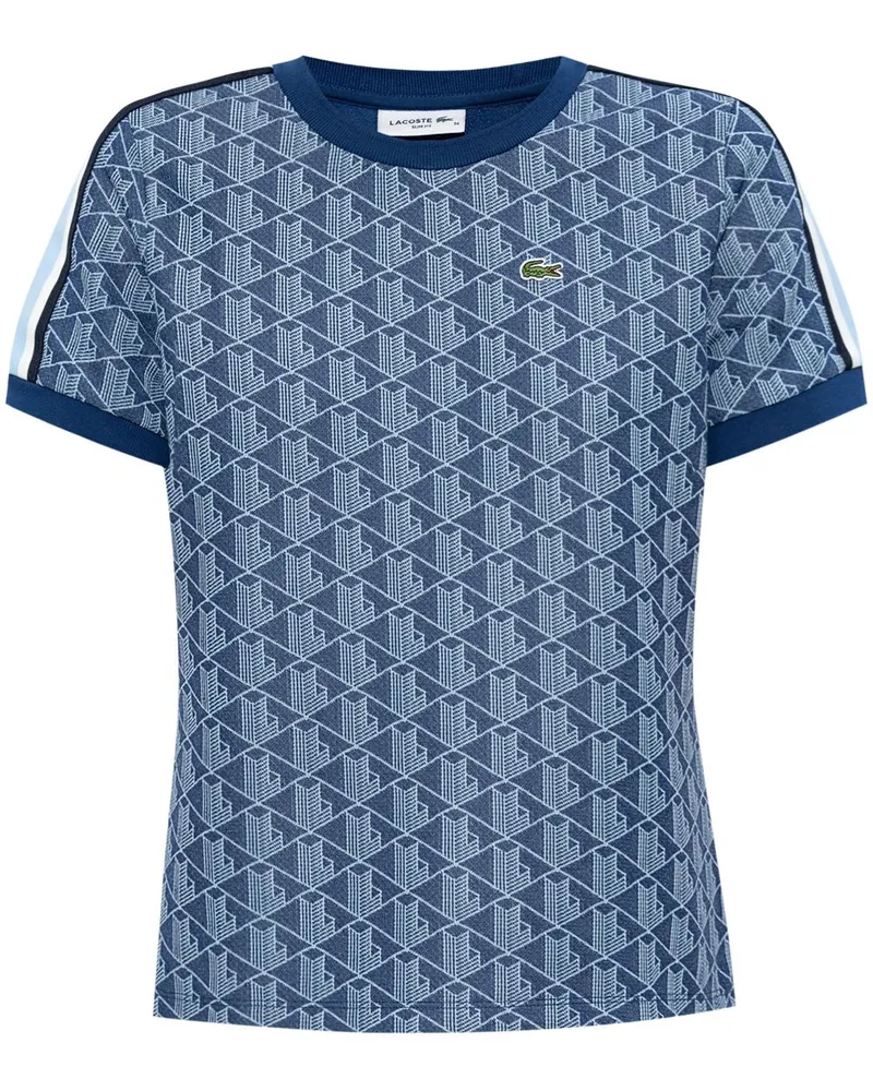 Lacoste T-Shirt mit Jacquard-Monogramm - Blau Blau