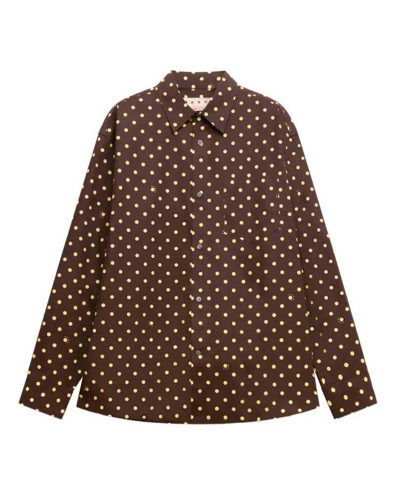 Marni Braunes Popeline-Hemd mit Polka Rhythm-Print Braun