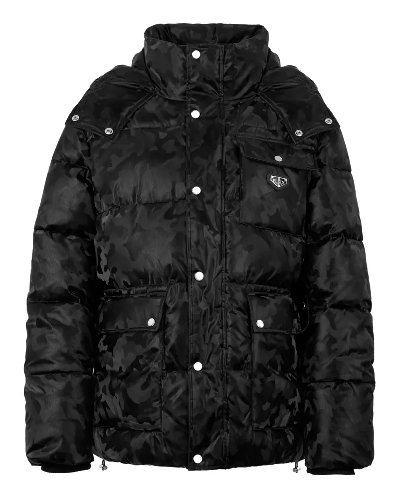 Philipp Plein Daunenjacke mit Camouflage-Print - Schwarz Schwarz