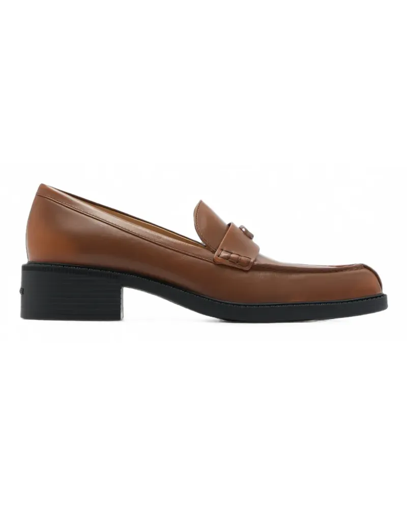 Coach logo-plaque leather loafers - Braun Braun