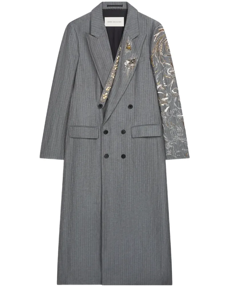 Dries van Noten Verzierter Mantel - Grau Grau
