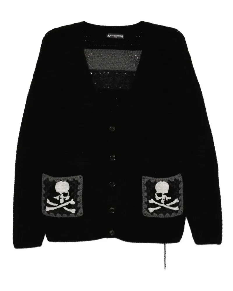 Mastermind World Cardigan mit Handstrickmuster - Schwarz Schwarz