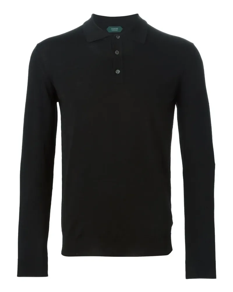 Zanone Poloshirt mit langen Ärmeln - Schwarz Schwarz