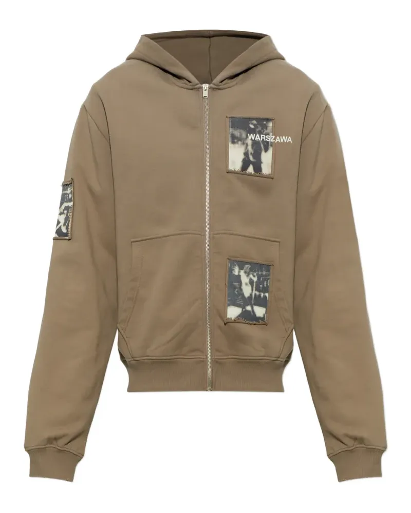 MISBHV graphic-patch zip-up hoodie - Braun Braun
