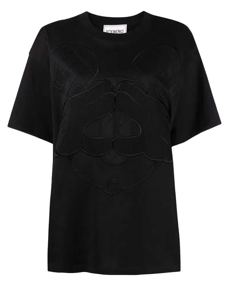 Iceberg T-Shirt mit Micky Maus-Stickerei - Schwarz Schwarz