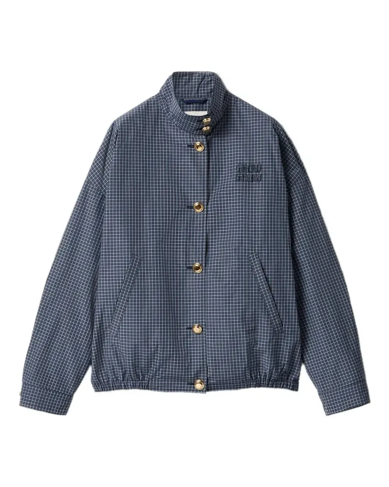 Miu Miu check-pattern oversized jacket - Blau Blau