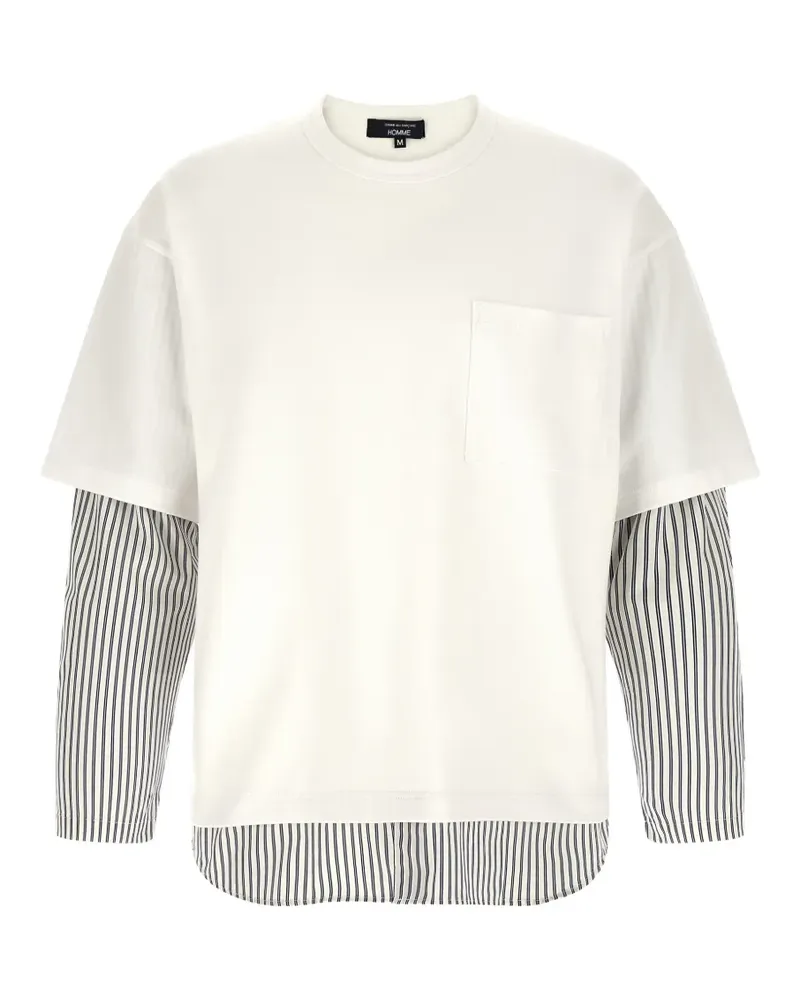 Comme des Garçons striped chest-pocket T-shirt - Weiß Weiß