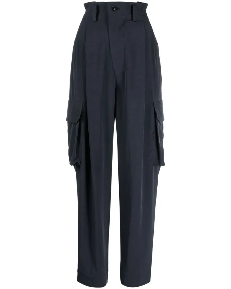 Yohji Yamamoto Cargohose mit hohem Bund - Blau Blau