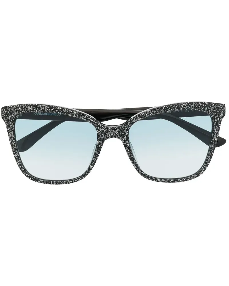 Karl Lagerfeld Cat-Eye-Sonnenbrille mit Glitzer - Schwarz Schwarz