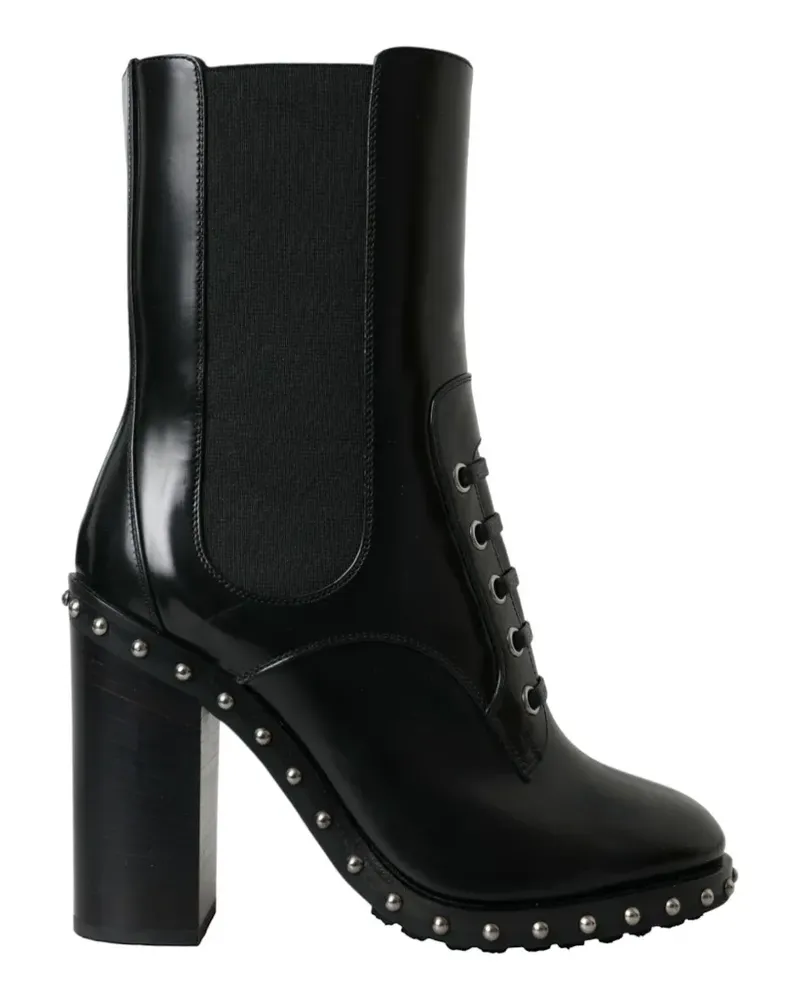 Dolce & Gabbana Schnürstiefel mit Nieten - Schwarz Schwarz