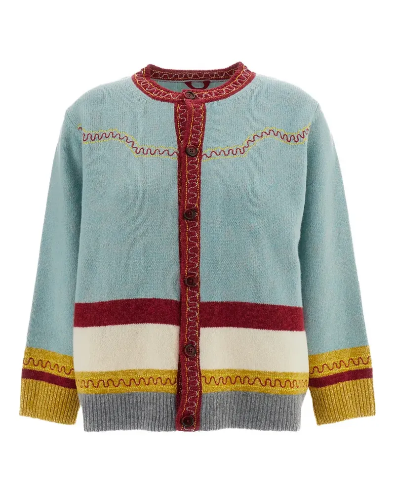 BODE Rock Candy embroidered striped cardigan - Blau Blau