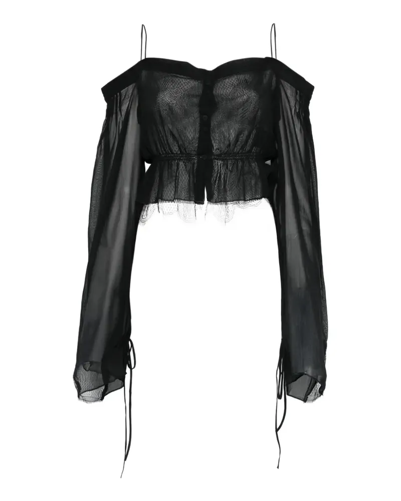 Isabel Benenato lace-detail blouse - Schwarz Schwarz