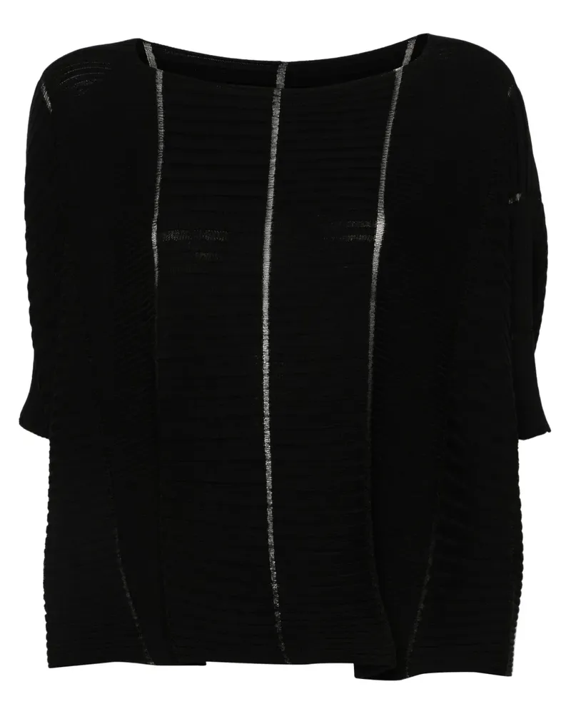 Issey Miyake Gerippter Strickpullover - Schwarz Schwarz