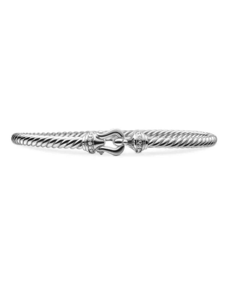 David Yurman 18kt Buckle Cablespira Weißgoldarmband mit Diamanten (3,5mm) - Silber Silber