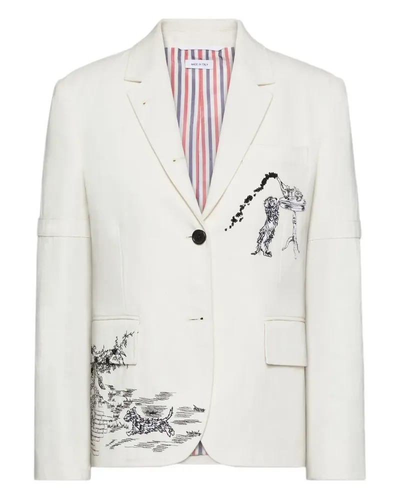 Thom Browne Bestickte Jacke aus Canvas - Weiß Weiß