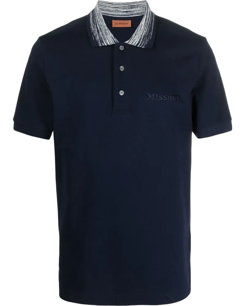 Missoni Poloshirt mit gemustertem Kragen - Blau Blau