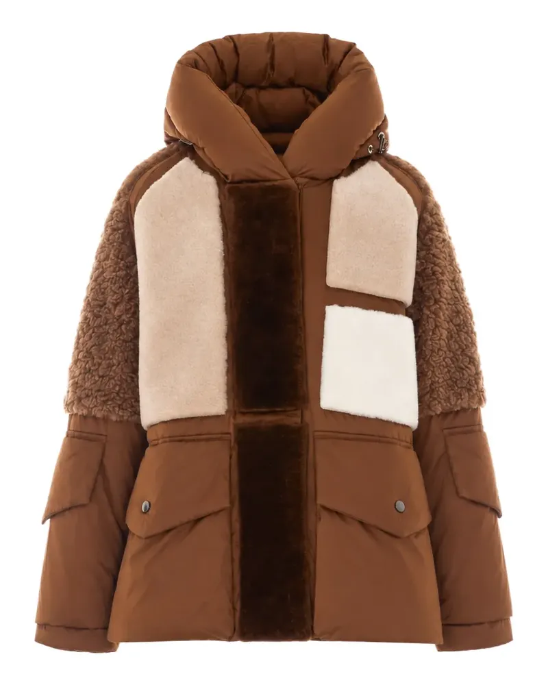 Urbancode faux-fur patchwork puffer jacket - Braun Braun