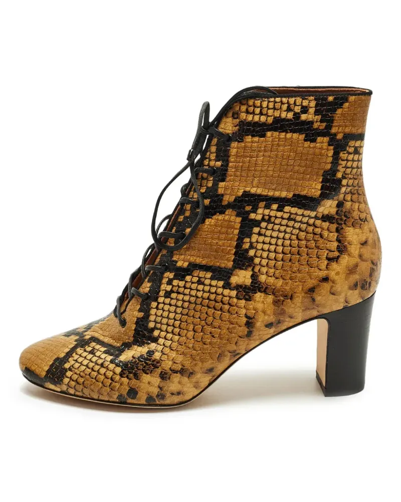 Tory Burch Vienna snakeskin-embossed lace-up ankle boots - Braun Braun