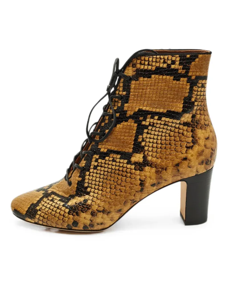 Tory Burch Vienna snakeskin-embossed lace-up ankle boots - Braun Braun