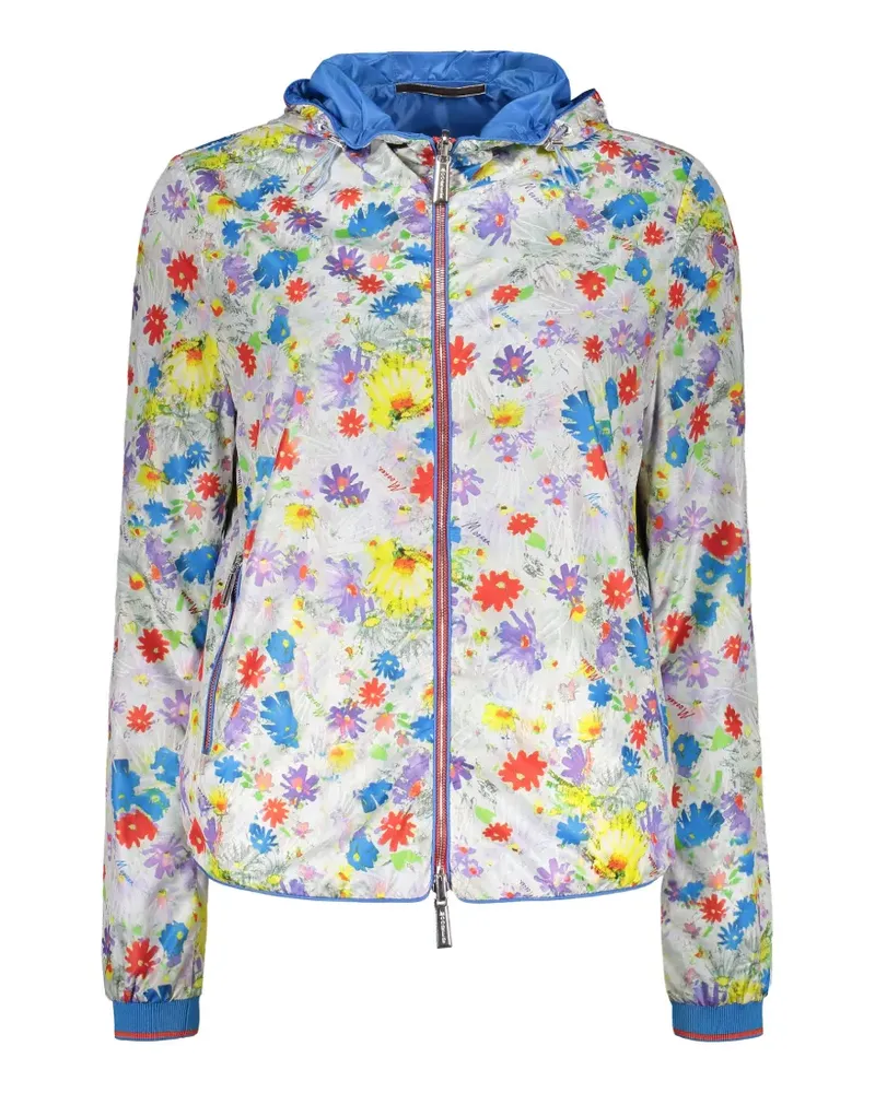 MOORER Jacke mit Blumenprint - Weiß Weiß