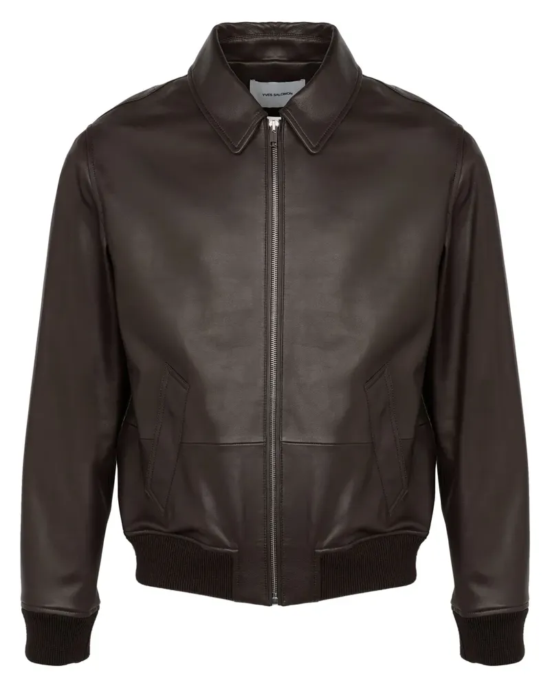 Yves Salomon Klassische Lederjacke - Braun Braun
