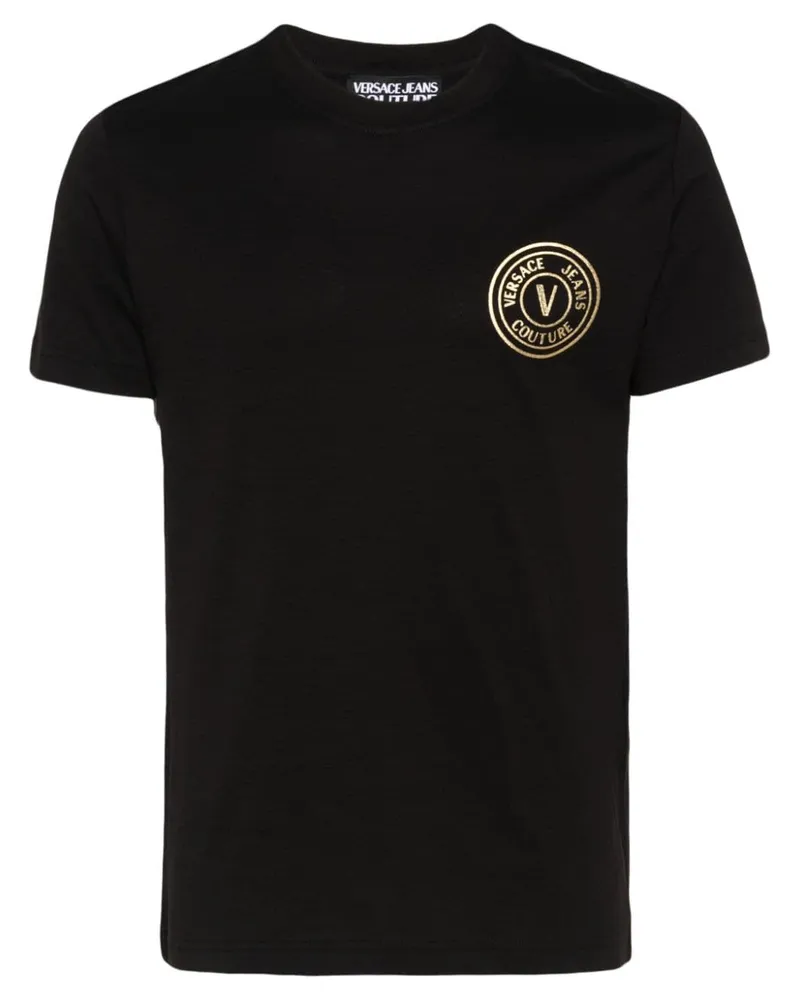 Versace Jeans T-Shirt mit Logo-Print Schwarz