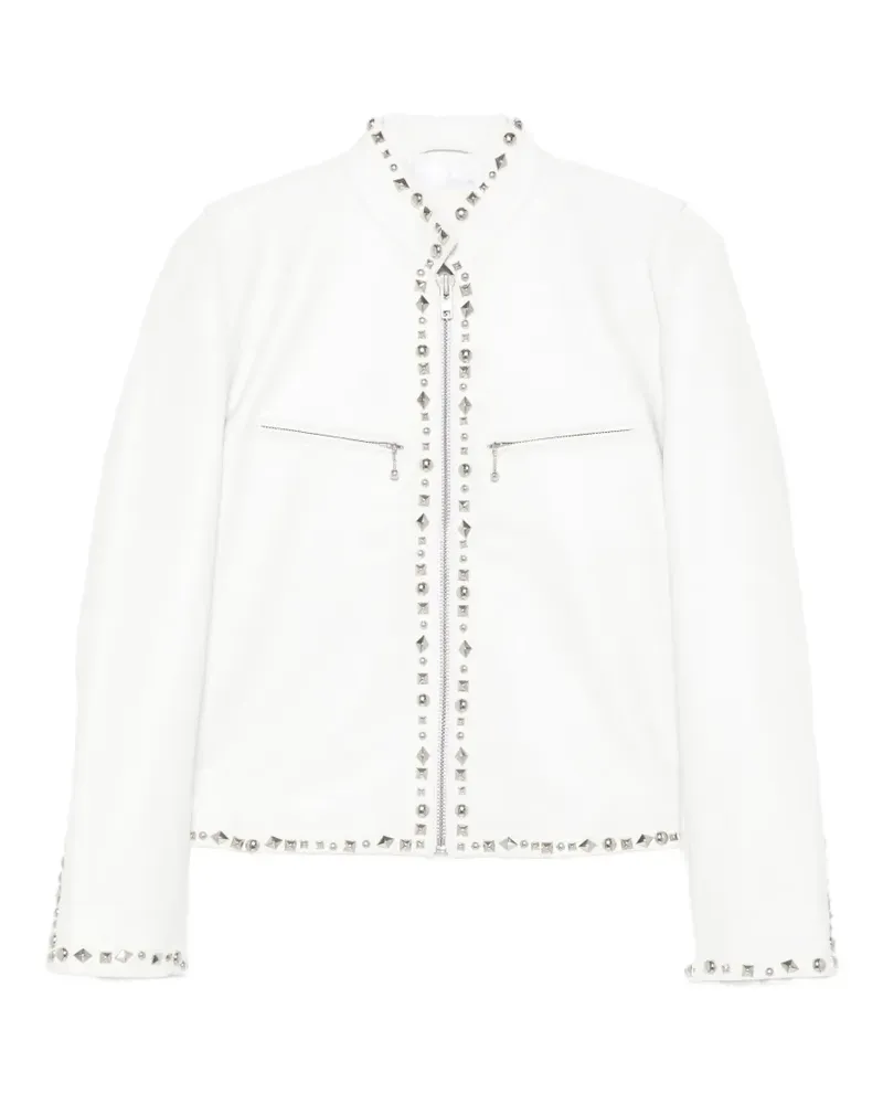 R13 Cafe racer studded jacket - Weiß Weiß