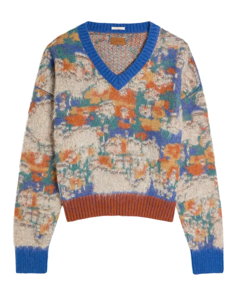 Mother The Crop Varsity Pullover mit V-Ausschnitt - Nude Nude