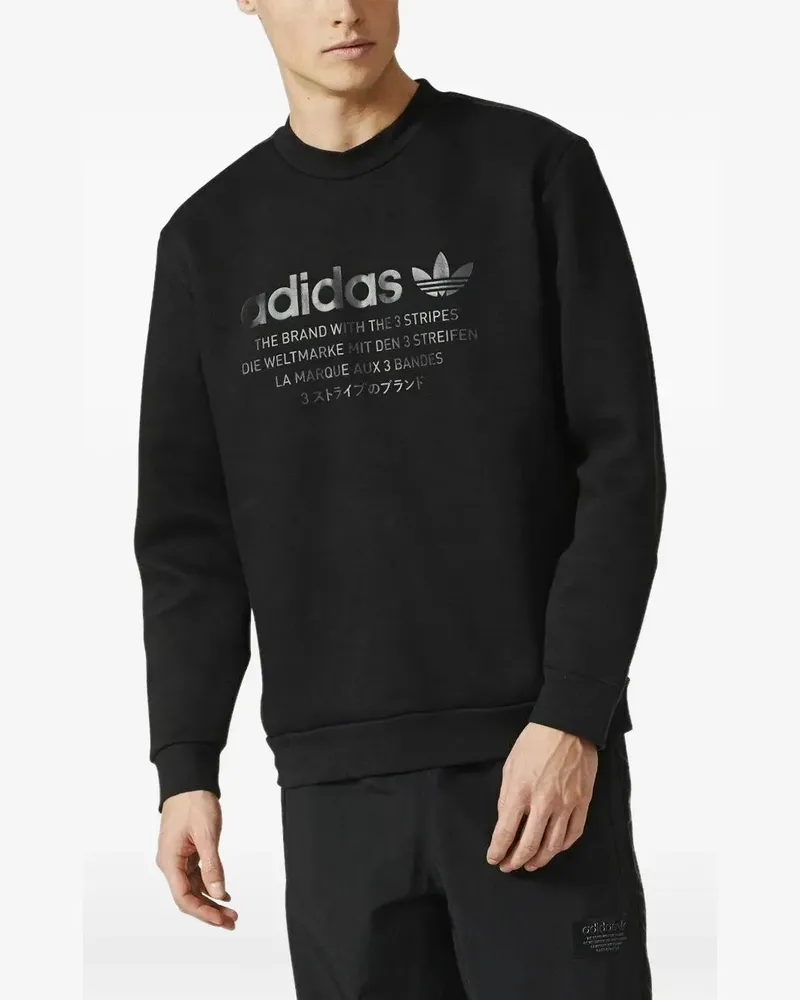 adidas Sweatshirt mit Rundhalsausschnitt - Schwarz Schwarz