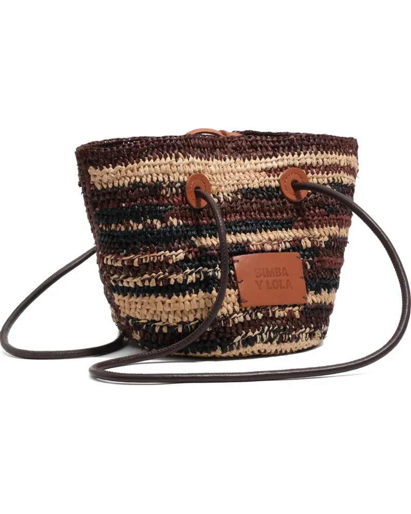 BIMBA Y LOLA small raffia shoulder bag - Braun Braun