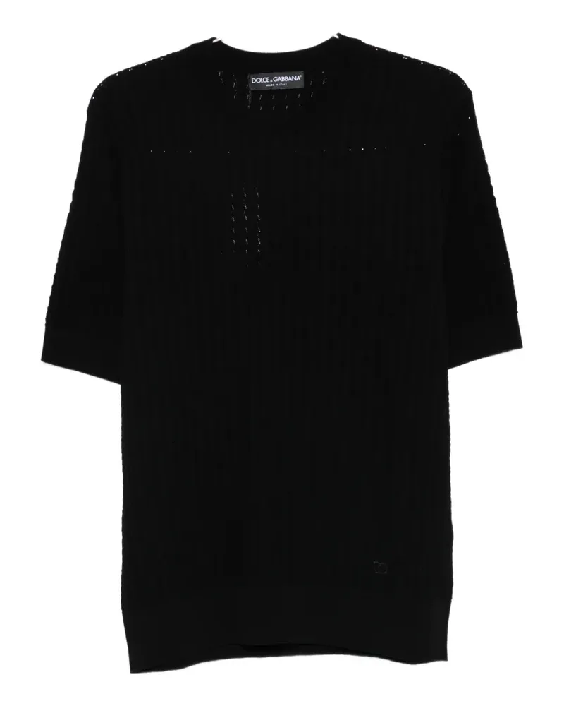 Dolce & Gabbana Gestricktes T-Shirt - Schwarz Schwarz