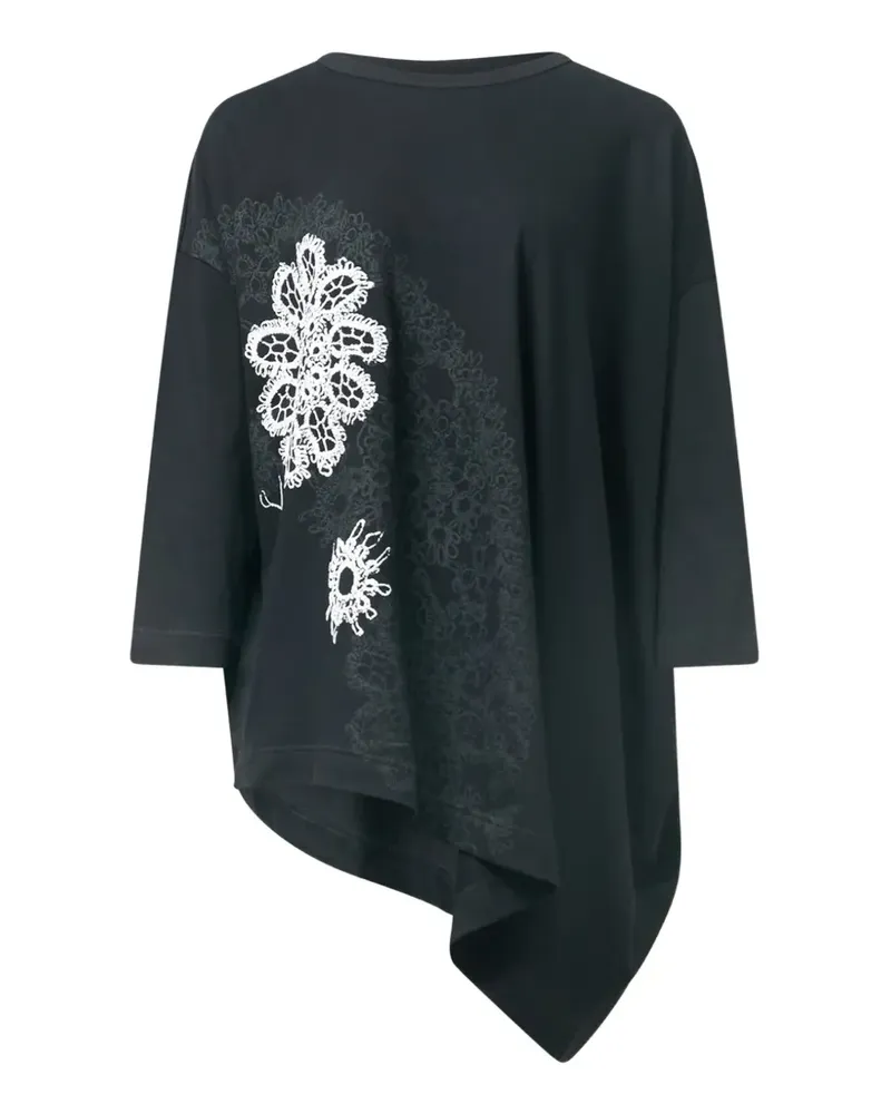 Yohji Yamamoto Drapiertes T-Shirt - Schwarz Schwarz