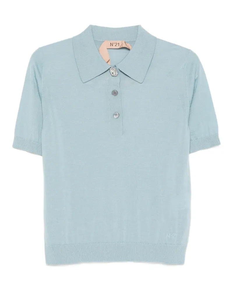 N° 21 button embellished polo top - Blau Blau