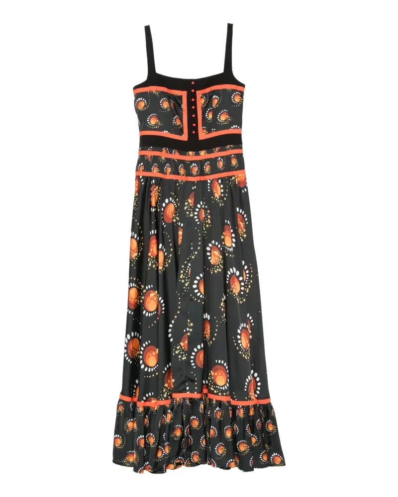 Paco Rabanne graphic-print ruffled dress - Schwarz Schwarz