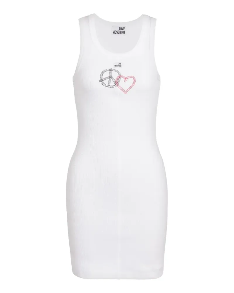 Moschino Geripptes und besticktes Kleid - Weiß Weiß