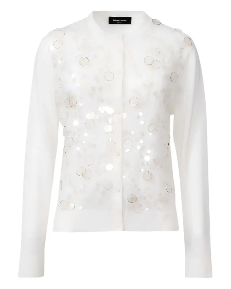 Fabiana Filippi Cardigan mit Pailletten - Weiß Weiß