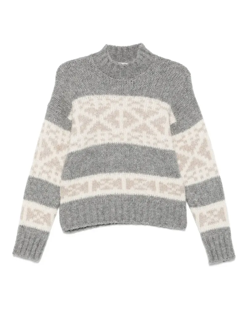Peserico Gestreifter Pullover mit Schneeflocken - Grau Grau